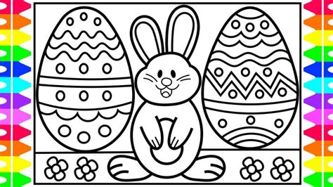 Easter Bunny With Eggs Drawing