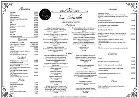 Menu au La Véranda, Charleroi, Rue Jean Jaurès 11