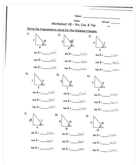 10++ Sin Cos Tan Worksheet – Worksheets Decoomo