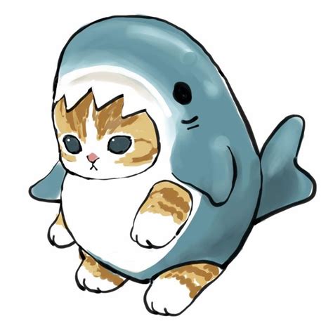 Shark Kitty Art - Cute Animal Drawing