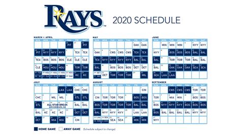 Tampa Bay Rays Announce 2020 Regular Season Schedule