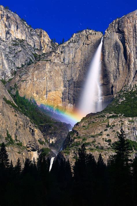 Lunar rainbow from Upper Yosemite Falls. Yosemite Valley, California ...