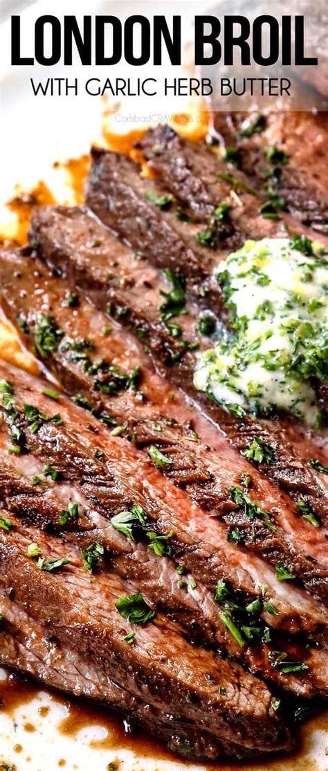 London Broil Recipe with Herb Butter - Carlsbad Cravings