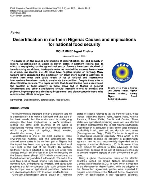 (PDF) Desertification in northern Nigeria: Causes and implications for national food security ...