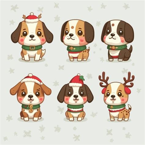 Premium Vector | Illustration set of avatar dogs in christmas costumes