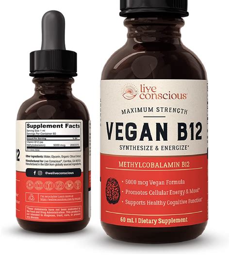 Amazon.com: Vegan Vitamin B12 Sublingual Liquid Drops by Live Conscious ...