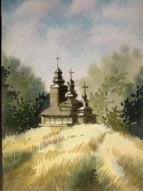 Russian Orthodox Church Watercolor Painting Works on Paper from gumgumfuninthesun on Ruby Lane