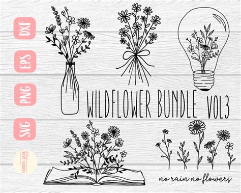 Scrapbooking Papercraft Craft Supplies & Tools png jpg Wild flowers Bundle svg wildflower design ...