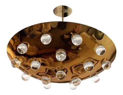 1960s Mid-Century Modern Brass Crystal Orb Pendant Lighting on Chairish.com Vintage Ceiling ...