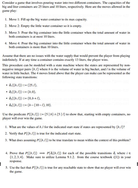 Solved Consider a game that involves pouring water into two | Chegg.com