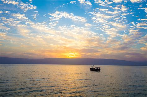 Beautiful Sea Of Galilee In The Morning Sunrise Over Kinneret Stock Photo - Download Image Now ...