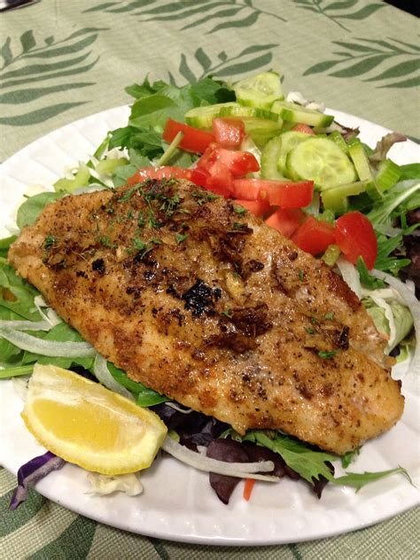 Grilled catfish with cilantro and lemon juice over a fresh garden salad Grilled Catfish, Garden ...