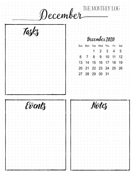 Bullet Journal Calendar | Free customizable printable