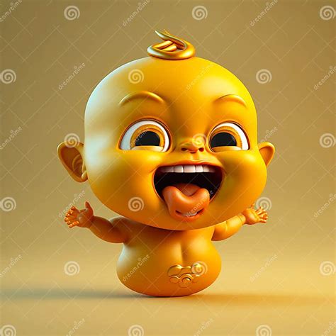 HAPPY BABY FACE EMOJI 3D stock illustration. Illustration of colorful - 264289390