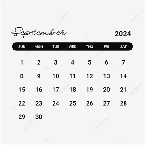 September 2024 Calendar Minimalist Design Vector, 2024, Calendar, September PNG and Vector with ...