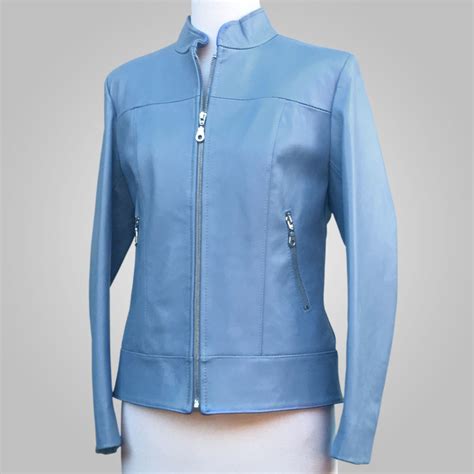 Light Blue Leather Jacket - Light Blue Joan 002A - L'Aurore Leather Jacket