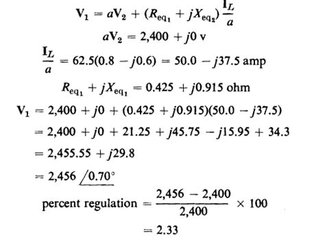 Voltage Regulation Percentage Formula