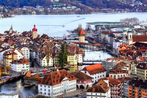 Old town of Lucerne with Chapel Bridge and Water tower, Switzerland | GlobePhotos - royalty free ...