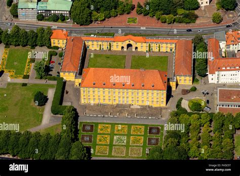 Aerial view, the University Osnabrück Castle Garden, Castle Park, Castle, Osnabrück, Lower ...