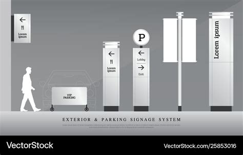 Exterior and parking signage directional pole Vector Image