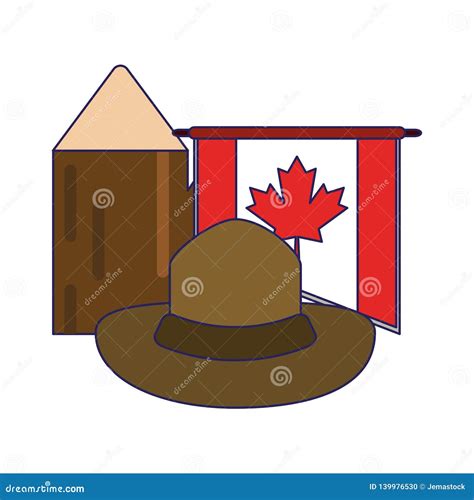 Canada Flag with Hat and Trunk Stock Vector - Illustration of america ...