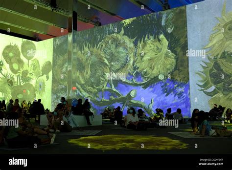 Patrons inside the Vincent Van Gogh Immersive Experience in New York City Stock Photo - Alamy