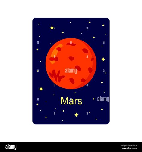 Mars planet. Children flashcard. Educational material for schools and ...