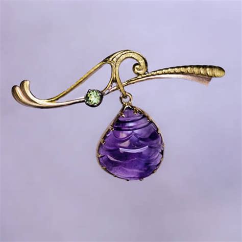 Art Nouveau Antique Russian Carved Amethyst Brooch Pin Ref: 628039 - Antique Jewelry | Vintage ...