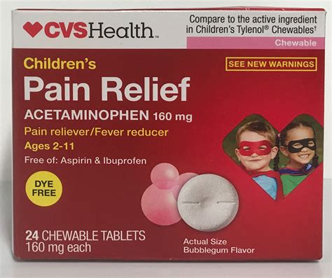 CVS Junior Pain Relief Dye Free Chewable Tablets Bubblegum Flavor, 24CT ...