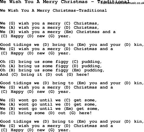 Song We Wish You A Merry Christmas by Traditional, song lyric for vocal ...