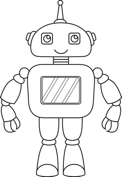 Technology Black and White Outline Clipart - robot-black-white-outline ...