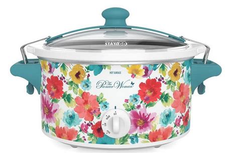 The Pioneer Woman Portable Slow Cooker, 6 Quart Capacity, Removable Crock, Breezy Blossom, 33062 ...