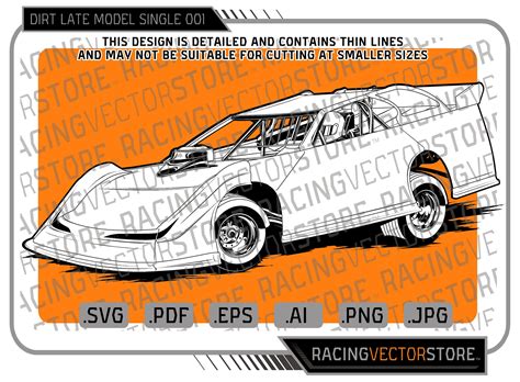 Dirt Late Model Race Car Highly Detailed Vector Image in .svg - Etsy