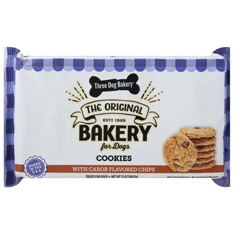 Save on Three Dog Bakery Treats for Dogs Cookies Carob Flavored Chips ...