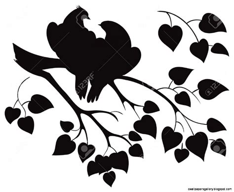 Love Birds On Branch Silhouette | Wallpapers Gallery