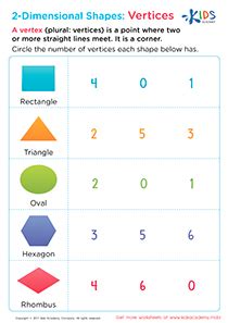 Vertices Printable Worksheet: Two–Dimensional Shapes Free Printable for Kids