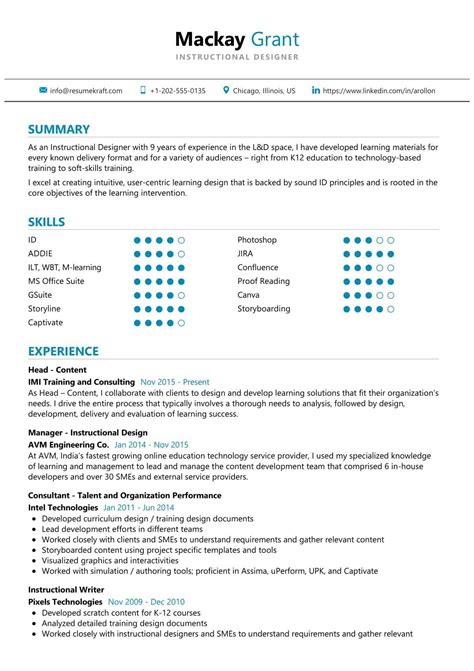 Instructional Designer Resume Sample in 2024 - ResumeKraft