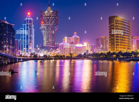 Macau, China skyline at the high rise casino resorts Stock Photo ...