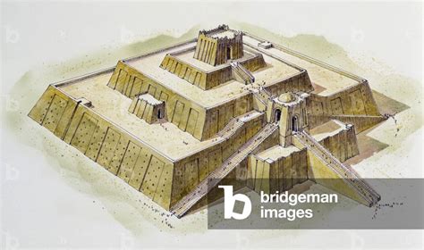 Image of The Ziggurat of Ur, drawing, Babylonian civilization, Iraq ...