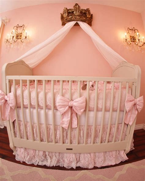 THE DANIKA Collection: BUMPERLESS Silk & Lace Crib Bedding, Baby Girl, Bows, French Lace, Crib ...