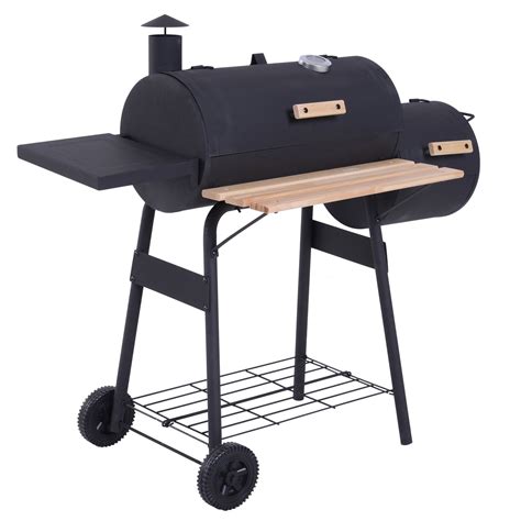 Buy Outsunny Portable Charcoal BBQ Grill 48 Backyard Offset Smoker ...