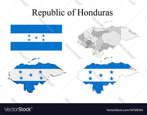 Flag honduras on map and map with regional Vector Image