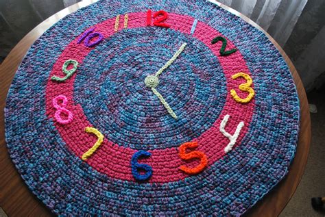 handmade circle rug children's clock by irynabat25 on Etsy