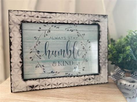 Always Stay Humble & Kind Farmhouse Sign Black/white Rustic Distressed Tier Tray Rustic ...