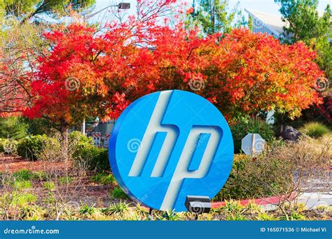 Blue, White Round HP Logo of Hewlett-Packard Company Editorial Photo ...