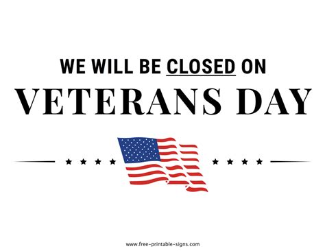 Printable Closed For Veterans Day Sign – Free Printable Signs