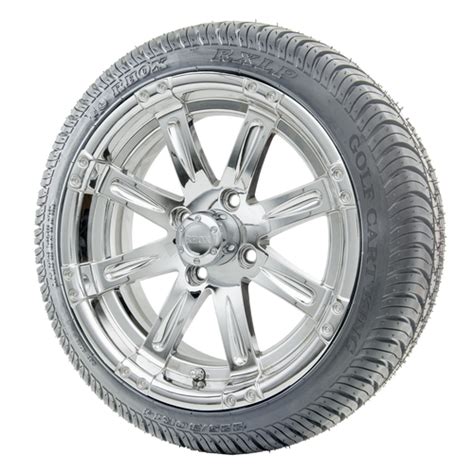 RHOX 14" RX352 Chrome 14x7 Wheels with Street Low Profile Tire Options Combo | Golf Cart King