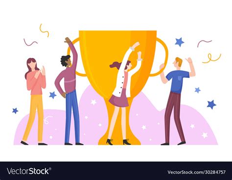 People team celebrate success symbolized gold Vector Image