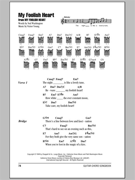 My Foolish Heart by Ned Washington Sheet Music for Guitar Chords/Lyrics at Sheet Music Direct