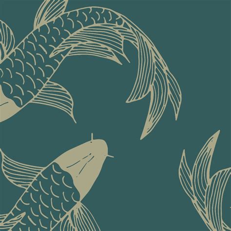 Green Koi Fish Wallpaper - Peel and Stick - The Wallberry